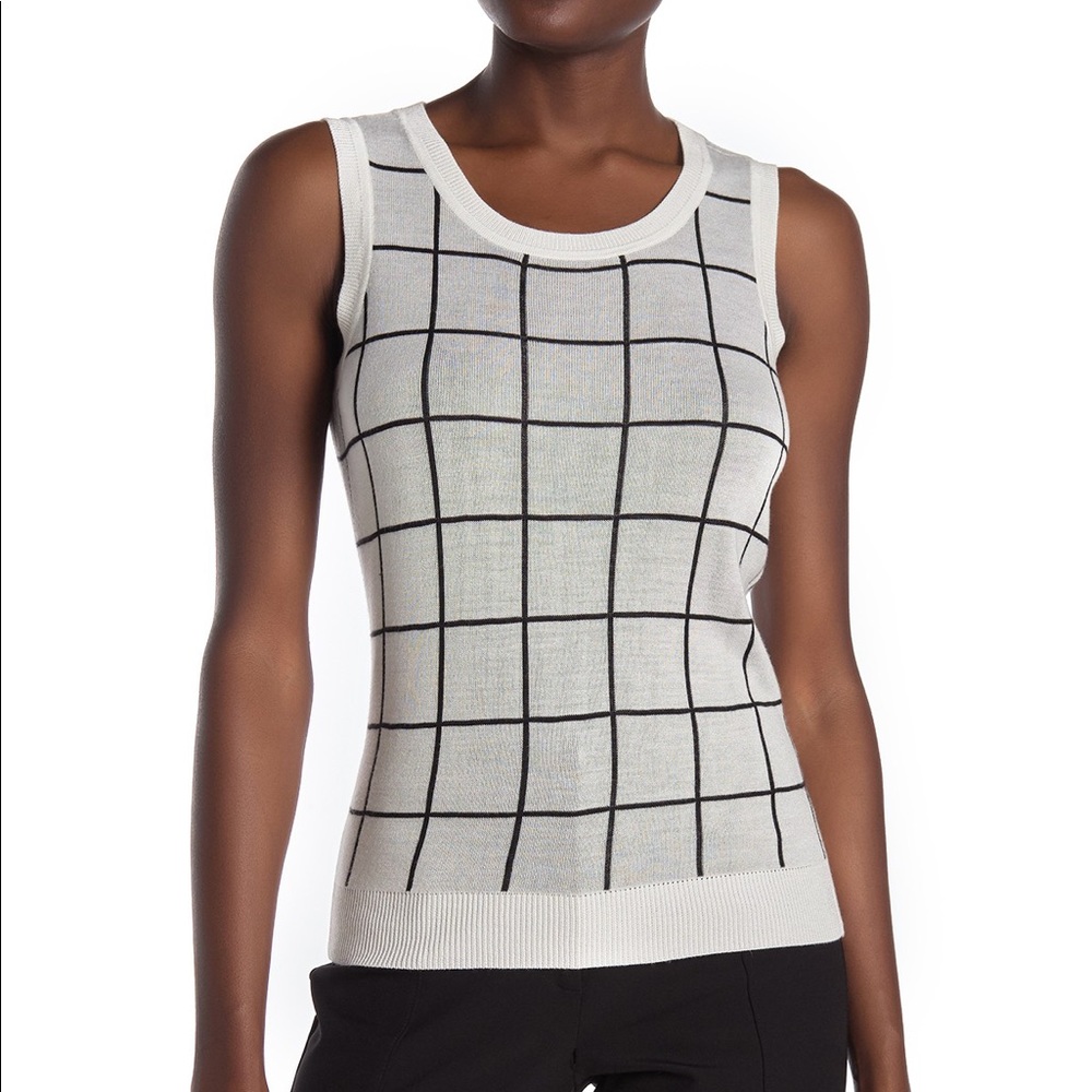 Halogen Patterned Crew Neck Knit Tank Top size s